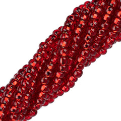 11/0 Czech Seed Beads #34984 Silver Lined Medium Red 6 Strand Hank