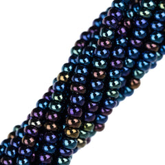 11/0 Czech Seed Beads #35030 Opaque Navy Blue AB 6 Strand Hank