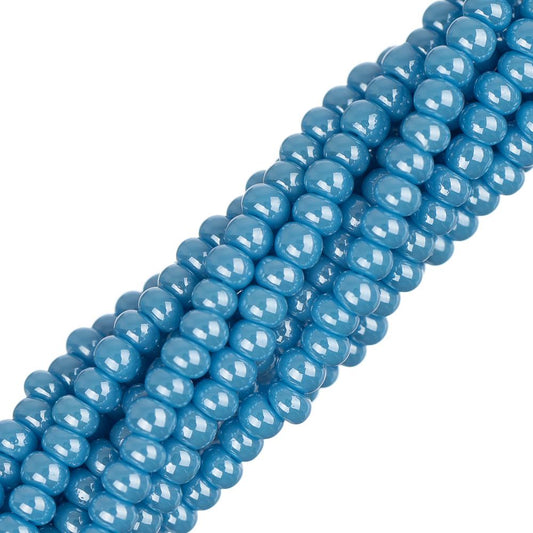 11/0 Czech Seed Beads #35041 Opaque Blue Luster 6 Strand Hank