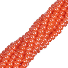 11/0 Czech Seed Beads #35046 Opaque Dark Orange Luster 6 Strand Hank