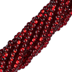 11/0 Czech Seed Beads #35056 Silver Lined Dark Red Natural 6 Strand Hank