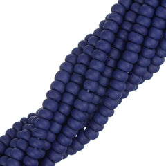 11/0 Czech Seed Beads #35062 Opaque Navy Matte Natural 6 Strand Hank