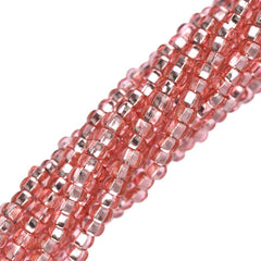 11/0 Czech Seed Beads #35066 Silver Lined Pink Dyed 6 Strand Hank