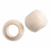 20x16mm Natural Round Wood Beads 5/pk