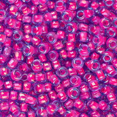 11/0 Toho Seed Beads #980 Luminous Light Sapphire Neon Pink Lined 8-9g Vial