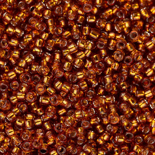 15/0 Toho Seed Beads #2208 Silver Lined Burnt Orange 8-9g Vial