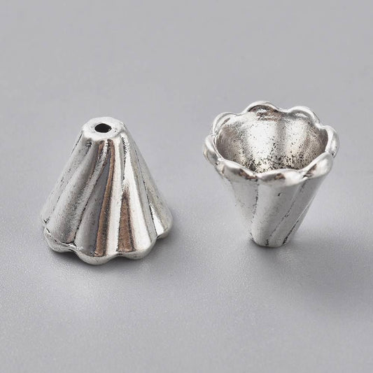 12mm Antique Silver Cones 10/pk