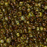 11/0 Toho Seed Beads #Y315 Transparent Lime Green Picasso 8-9g Vial