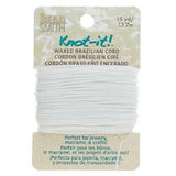 Knot It Waxed Brazilian Cord 1mm Extra White 15yd Card