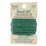 Knot It Waxed Brazilian Cord 1mm Teal 15yd Card