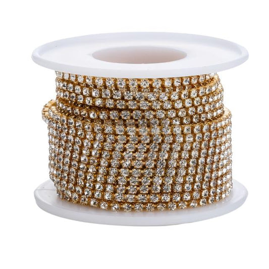 Metal 2mm Gold Rhinestone Banding 10yd/pk