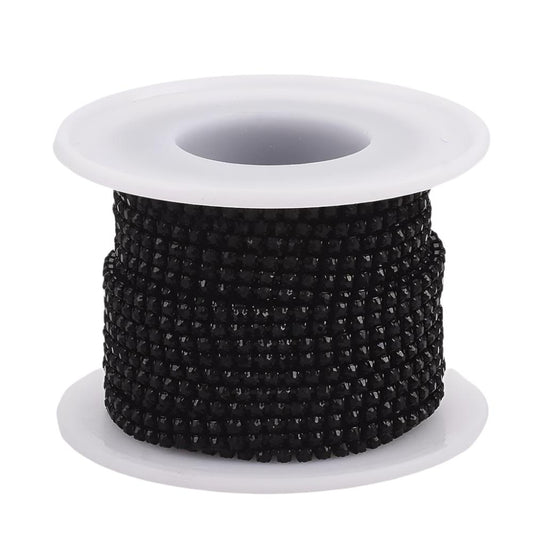 Metal 2mm Jet Black Rhinestone Banding 10yd/pk