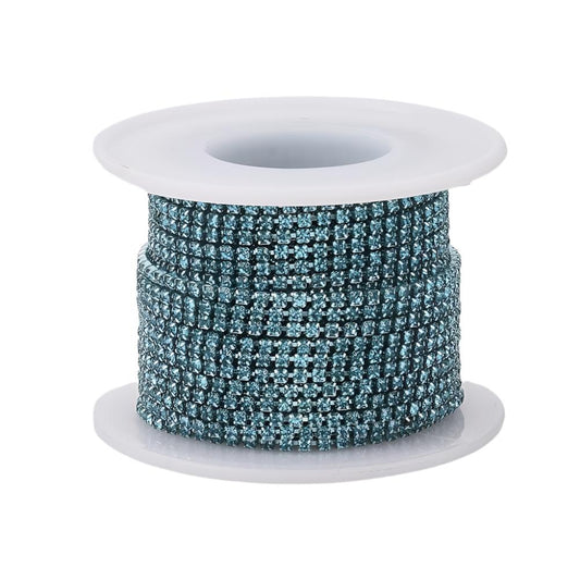 Metal 2mm Aquamarine Rhinestone Banding 10yd/pk