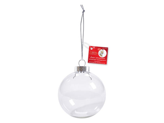 9cm Clear Plastic Ball Ornament with Hanger 1/pk