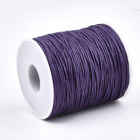 Waxed Cotton Cord 1mm Purple 100yd/Roll