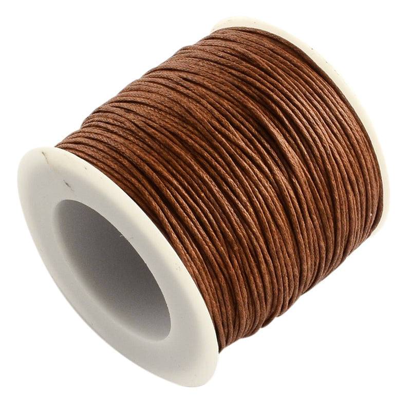 Waxed Cotton Cord 1mm Brown 100yd/Roll