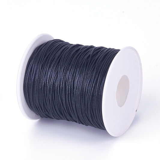 Waxed Cotton Cord 1mm Black 100yd/Roll