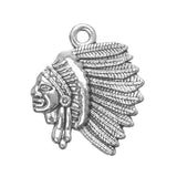 7/8" Chief Head Metal Charm 5/pk