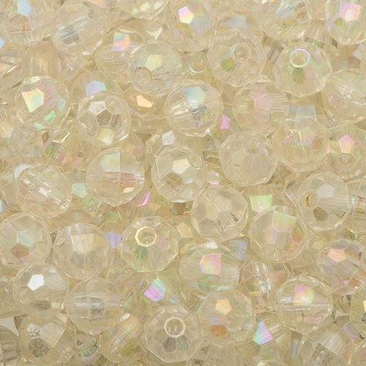 Faceted Beads 6mm Plastic 1000/pk - Crystal AB