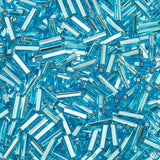 #3 Czech Bugle Beads Silver Lined Light Aqua 25g Bag