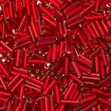 #3 Czech Bugle Beads Silver Lined Red 25g Bag