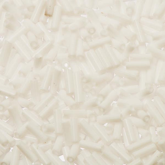 #3 Czech Bugle Beads Opaque White 25g Bag