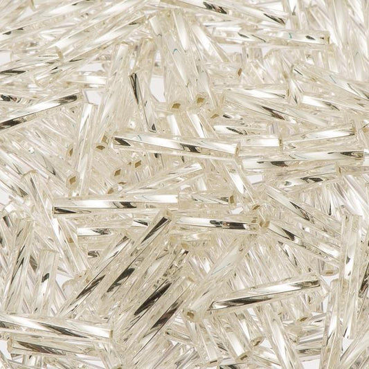 15mm Twisted Czech Bugle Beads Silver Lined Crystal 25g Bag