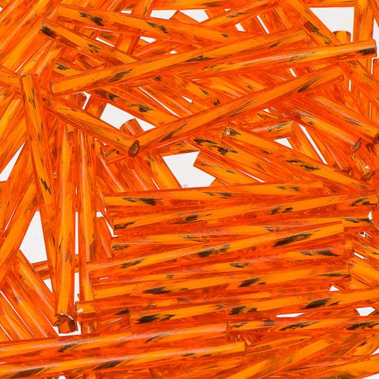 30mm Twisted Czech Bugle Beads Silver Lined Orange 25g Bag