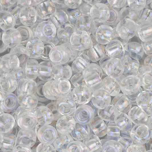 8/0 Czech Seed Beads #004 Transparent Iris Crystal 22g