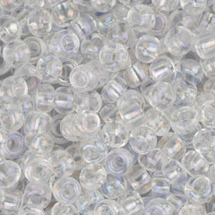 8/0 Czech Seed Beads #004 Transparent Iris Crystal 22g