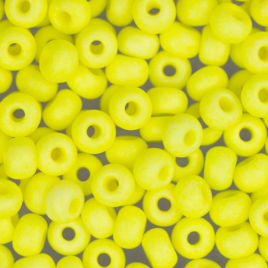 6/0 Czech Seed Beads #087 Opaque Neon Yellow 22g