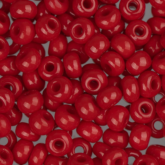 6/0 Czech Seed Beads #075 Opaque Medium Dark Red 22g