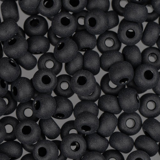 6/0 Czech Seed Beads #048 Opaque Matte Black 22g