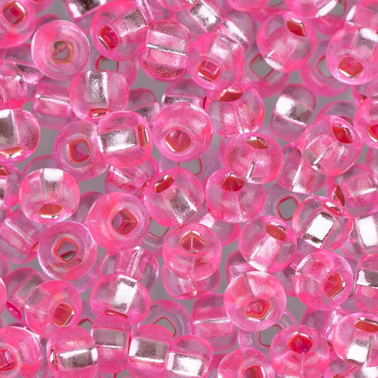 6/0 Czech Seed Beads #078 Silver Lined Hot Pink 22g