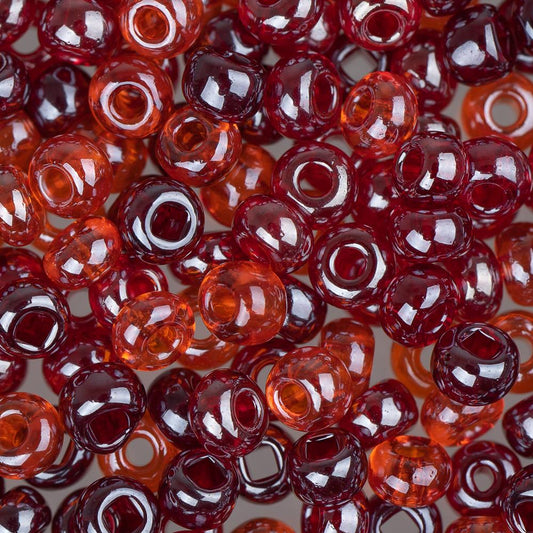 6/0 Czech Seed Beads #065 Tr Luster Red Mix 22g