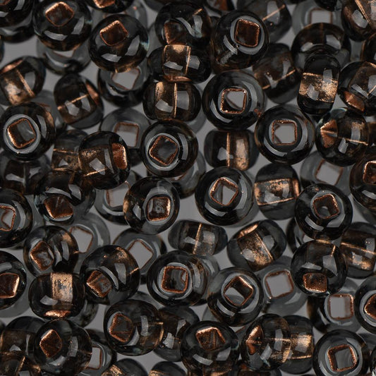 6/0 Czech Seed Beads #045 Copper Lined Black Diamond 22g