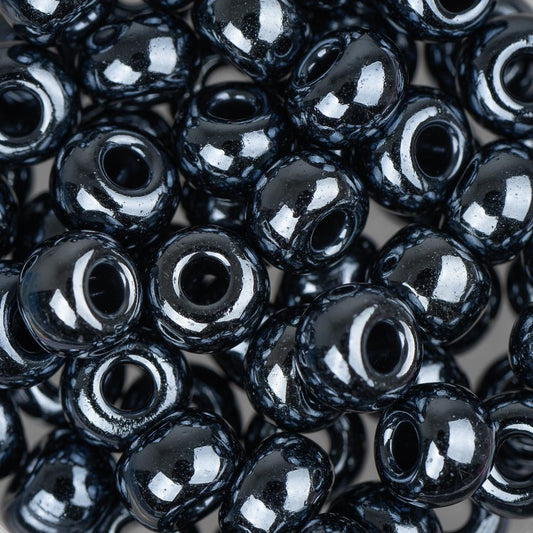 2/0 Czech Seed Beads #045 Opaque Gunmetal 22g