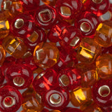 2/0 Czech Seed Beads #009 Silver Lined Red & Orange Mix 22g