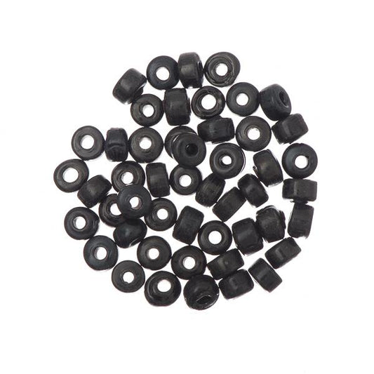 Glass Mini Pony Beads Opaque Black 50/pk