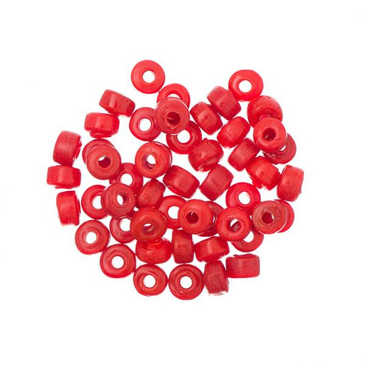 Glass Mini Pony Beads Opaque Red 50/pk