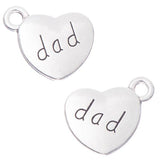 3/4" Dad Heart Metal Charm 5/pk