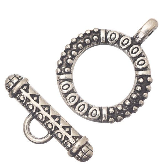 Toggle Clasp Antique Silver 18mm Round 10/pk