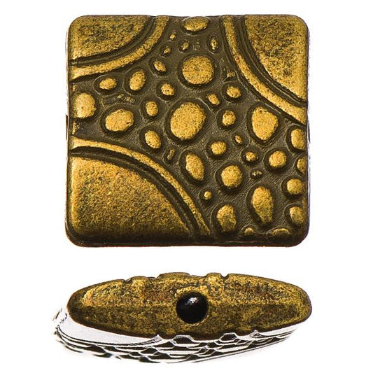 Square 11mm, Antique Gold Metal Beads 5/pk