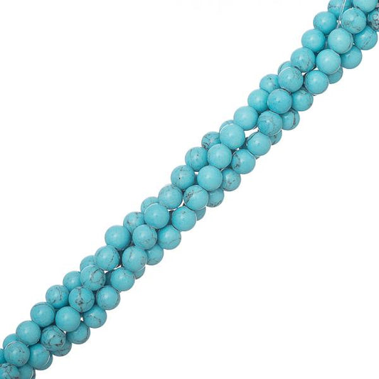 4mm Turquoise Blue (Synthetic/Dyed) Beads 15-16" Strand