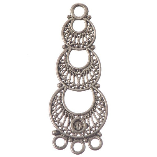 48mm Antique Silver 3 Ring Chandelier 2/pk