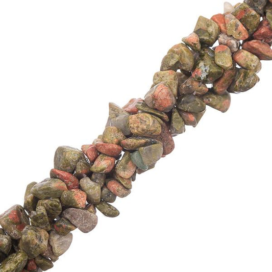 Unakite (Natural) Bead Chips 36" Strand