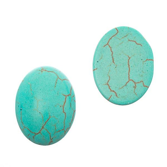 Gemstone Cabs, Oval 15x20mm Turquoise (Synthetic/Dyed) 2/pk