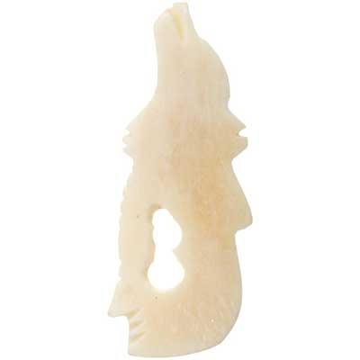 Howling Wolf Hand Carved Bone Pendant 1/pk