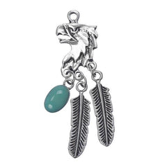 Eagle Pendant with Feathers & Turquoise Drop 1/pk