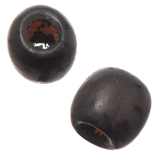 12mm Black Oval Wood Beads